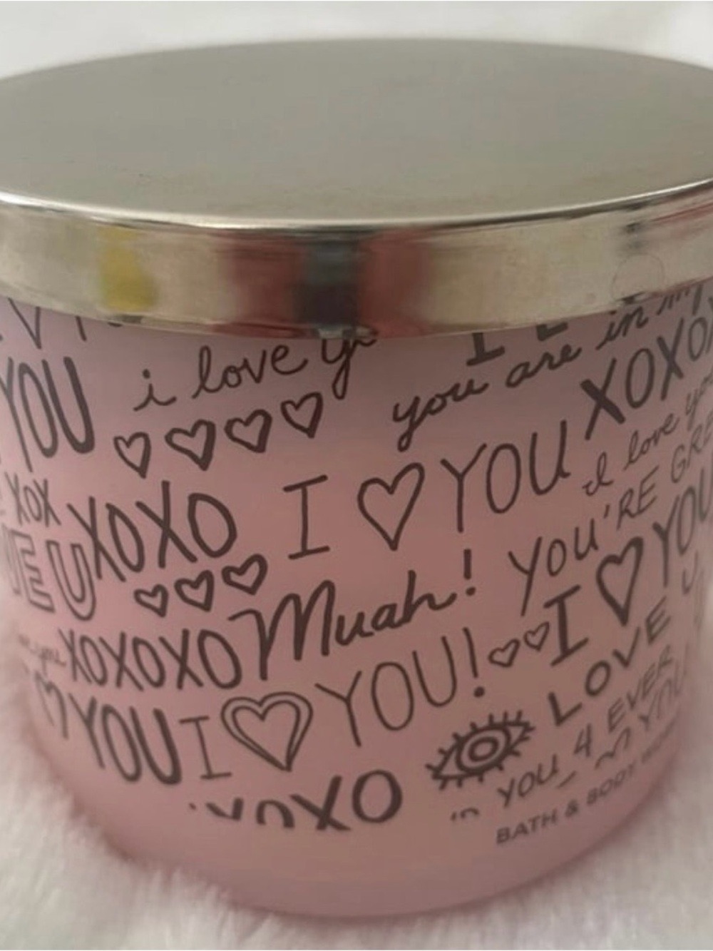 Bath & Body Works Pink "I ♥ YOU" Decorative Candle Jar